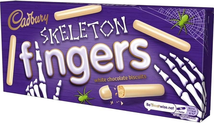 CADBURY SKELETON FINGER WHITE CHOCOLATE BISCUITS 114G-img