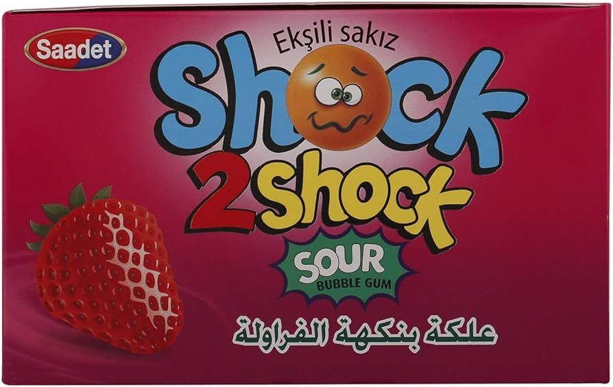 SHOCK 2 SHOCK SOUR BUBBLE GUM STRAWBERRY FLAVOURED 100PCS-img