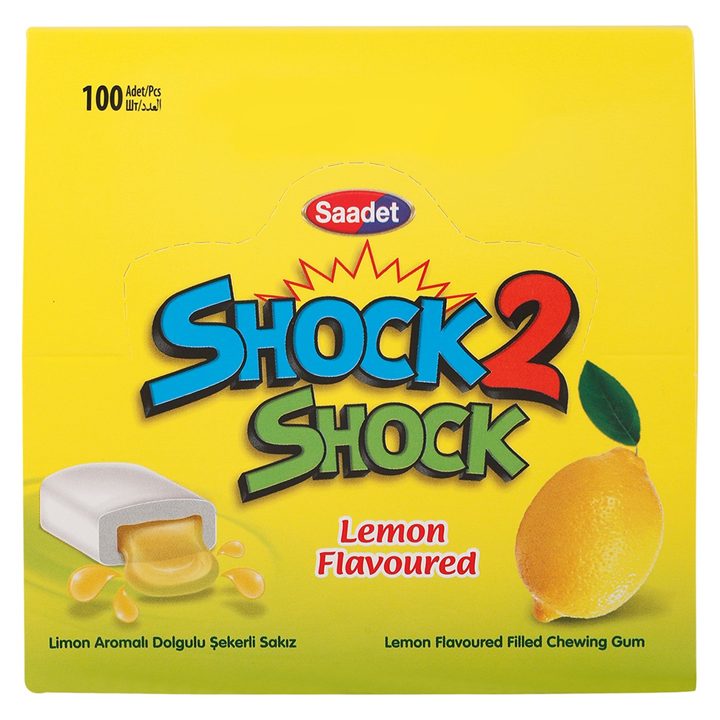 SHOCK 2 SHOCK SOUR BUBBLE GUM LEMON FLAVOURED 100PCS-img