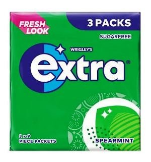 Wrigley's Extra Spearmint Sugar Free Chewing Gum 3 x 9 Pieces-img